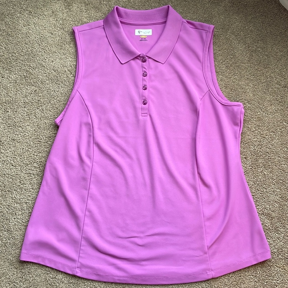Greg Norman Collection Sleeveless Freedom Micro Pique Stretch Polo - Orchid